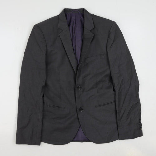 Kimmy Mens Grey Polyester Jacket Suit Jacket Size 36 Regular