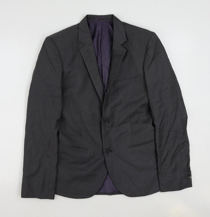 Kimmy Mens Grey Polyester Jacket Suit Jacket Size 36 Regular