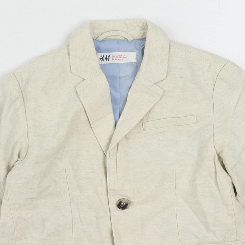 H&M Boys Ivory Jacket Blazer Size 5-6 Years Button