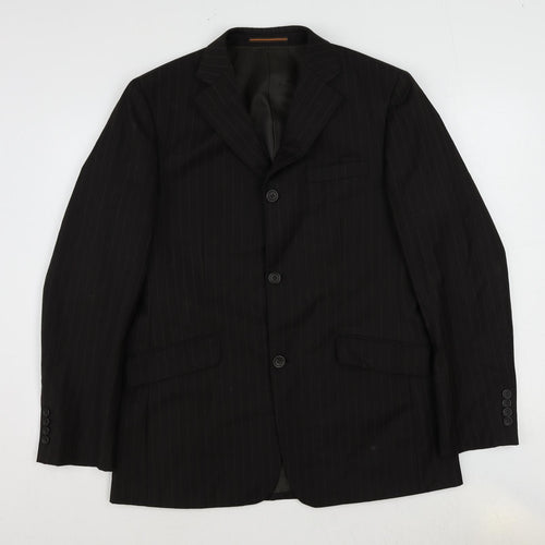 Topman Mens Brown Striped Wool Jacket Suit Jacket Size 40 Regular