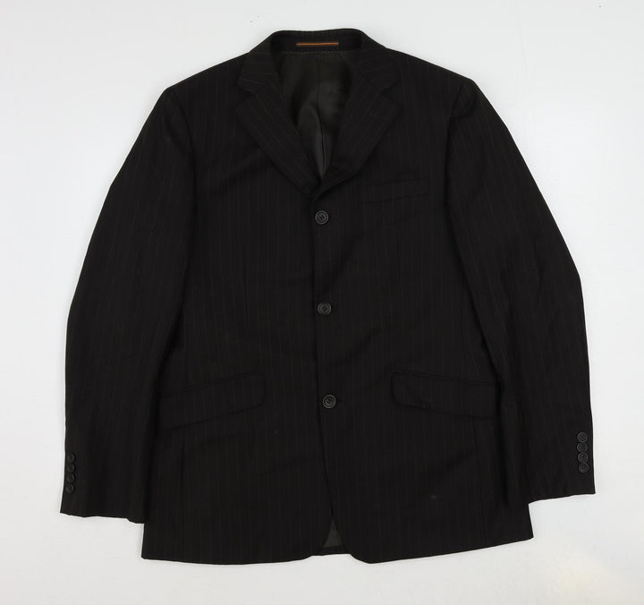 Topman Mens Brown Striped Wool Jacket Suit Jacket Size 40 Regular