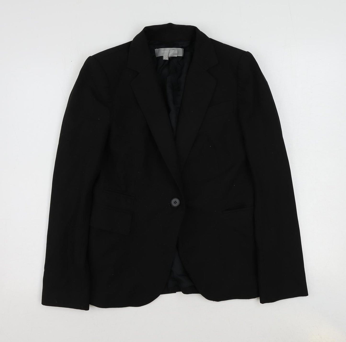 Zara Womens Black Polyester Jacket Suit Jacket Size 12