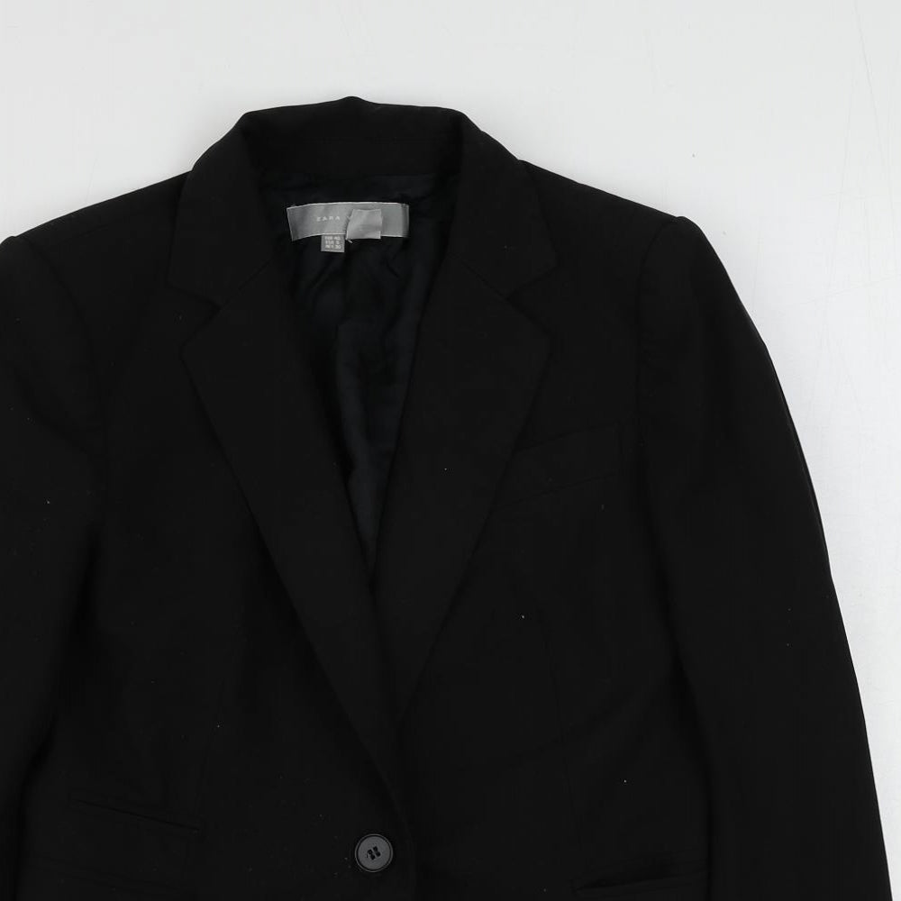 Zara Womens Black Polyester Jacket Suit Jacket Size 12