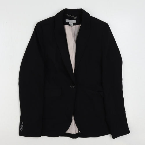 H&M Womens Black Polyester Jacket Suit Jacket Size 6