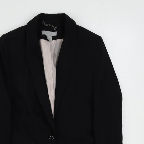 H&M Womens Black Polyester Jacket Suit Jacket Size 6