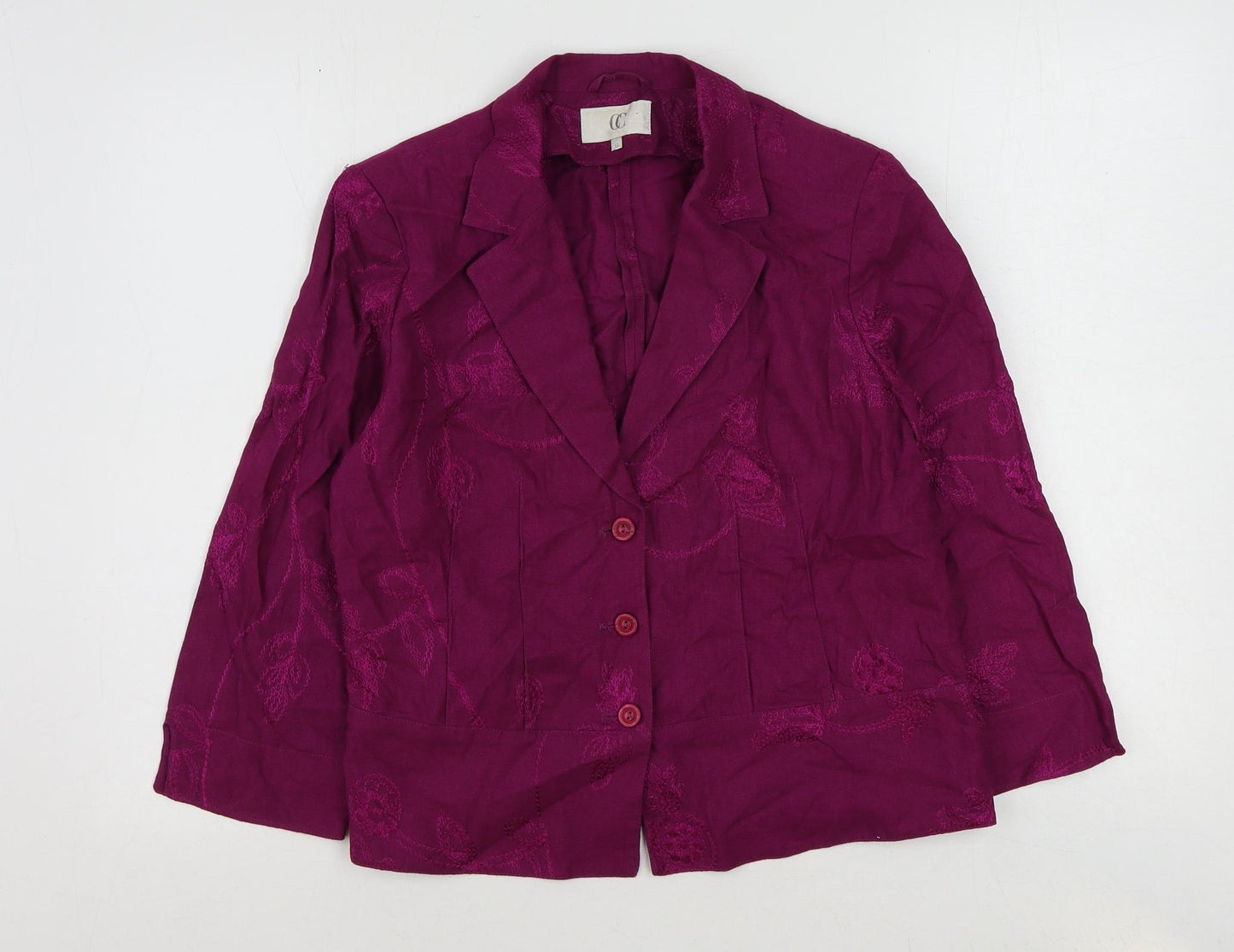 CC Womens Purple Jacket Blazer Size 14 Button