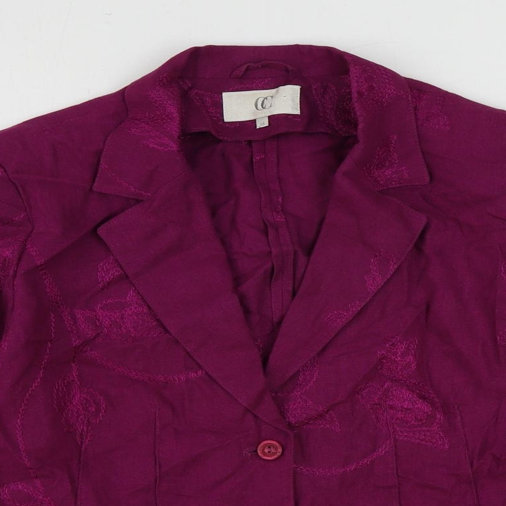 CC Womens Purple Jacket Blazer Size 14 Button