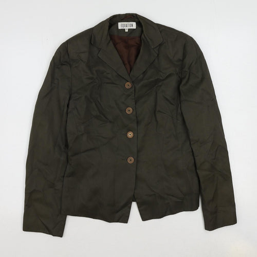 Equation Womens Green Cupro Jacket Suit Jacket Size 12