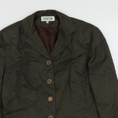 Equation Womens Green Cupro Jacket Suit Jacket Size 12