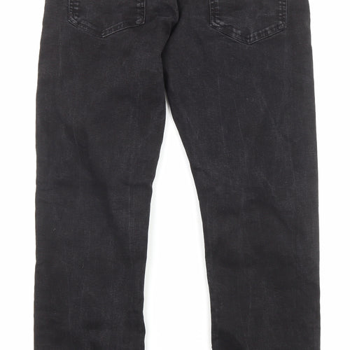 Easy Mens Black Cotton Straight Jeans Size 34 in L32 in Regular Zip - Pockets