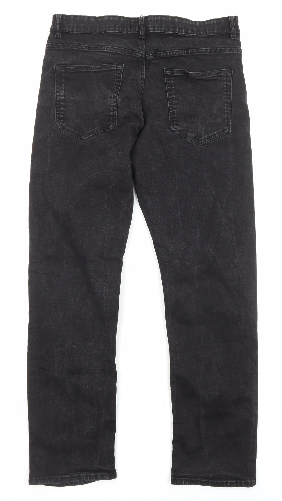Easy Mens Black Cotton Straight Jeans Size 34 in L32 in Regular Zip - Pockets