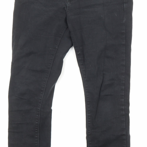 Marks and Spencer Womens Black Cotton Skinny Jeans Size 12 L27 in Regular Zip - Pockets