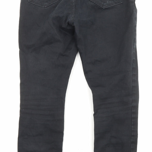 Marks and Spencer Womens Black Cotton Skinny Jeans Size 12 L27 in Regular Zip - Pockets