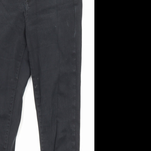 Marks and Spencer Womens Black Cotton Skinny Jeans Size 12 L27 in Regular Zip - Pockets