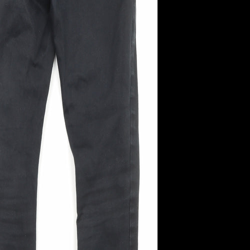 Marks and Spencer Womens Black Cotton Skinny Jeans Size 12 L27 in Regular Zip - Pockets