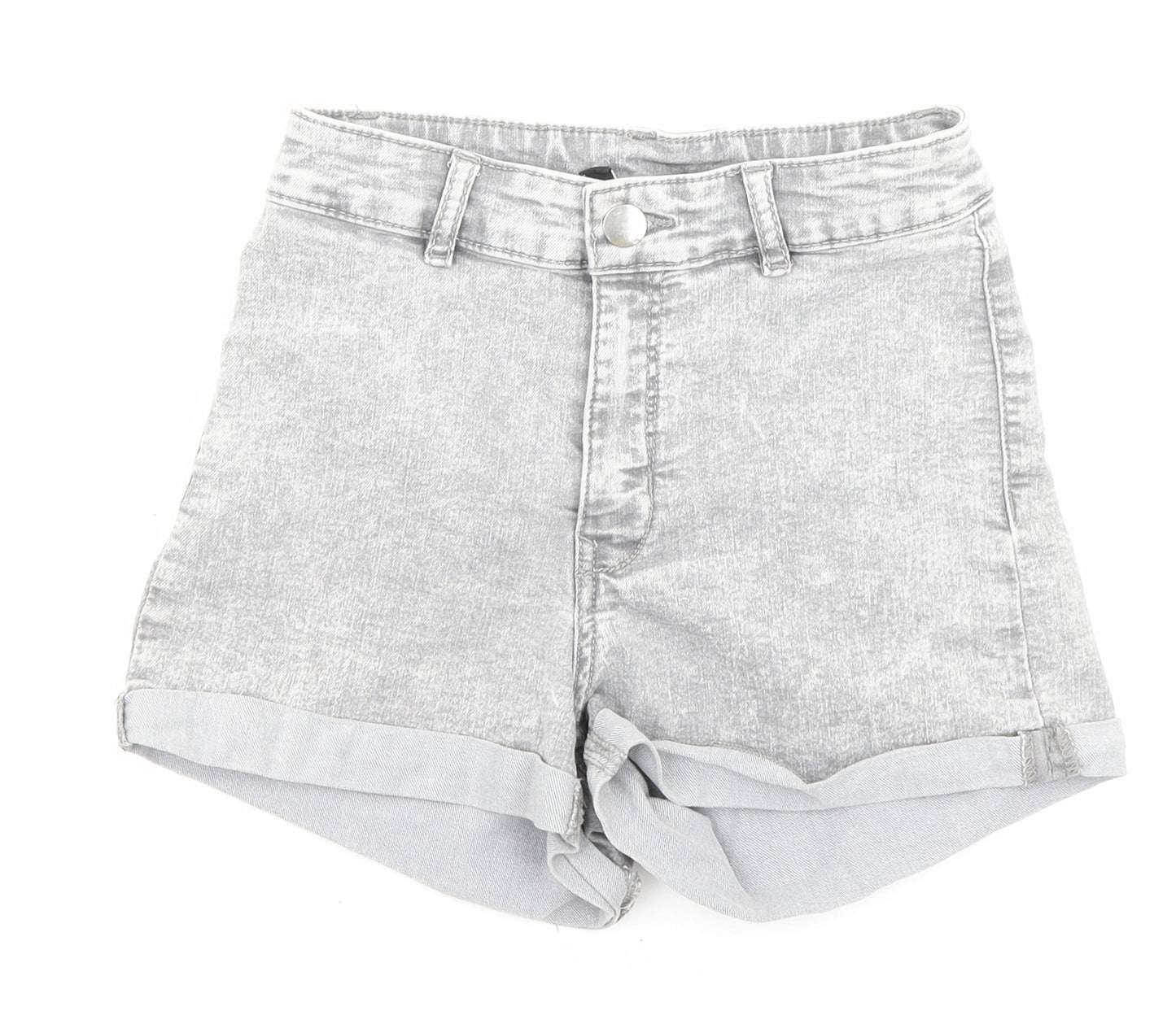 H&M Womens Grey Cotton Boyfriend Shorts Size 6 Regular Zip - Pockets