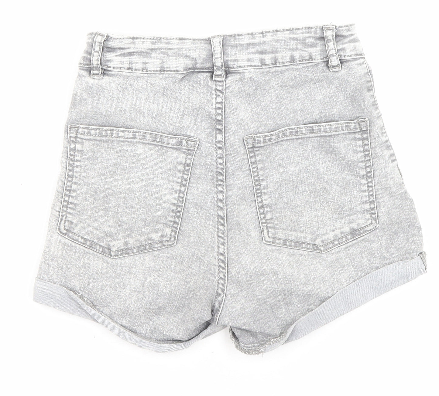 H&M Womens Grey Cotton Boyfriend Shorts Size 6 Regular Zip - Pockets