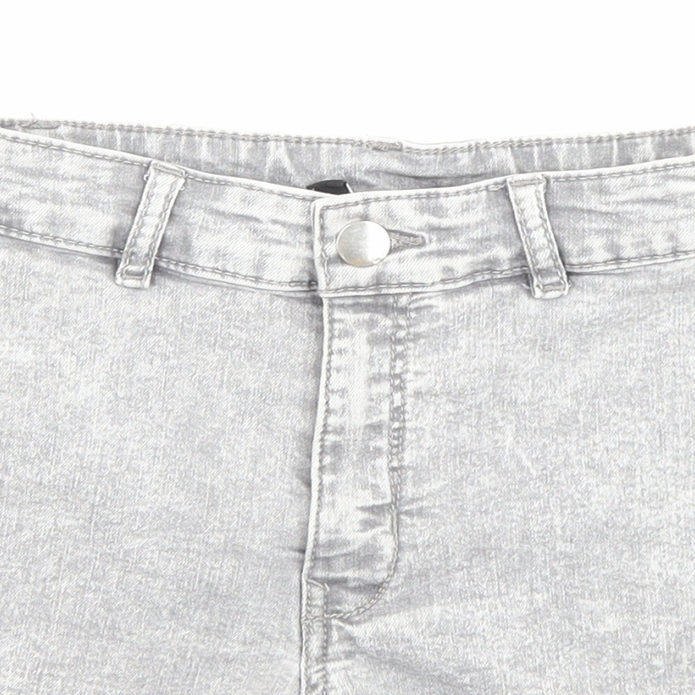 H&M Womens Grey Cotton Boyfriend Shorts Size 6 Regular Zip - Pockets