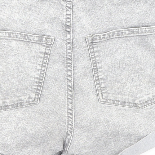 H&M Womens Grey Cotton Boyfriend Shorts Size 6 Regular Zip - Pockets