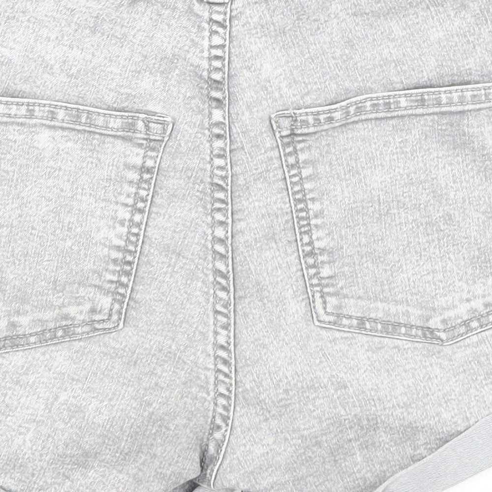 H&M Womens Grey Cotton Boyfriend Shorts Size 6 Regular Zip - Pockets