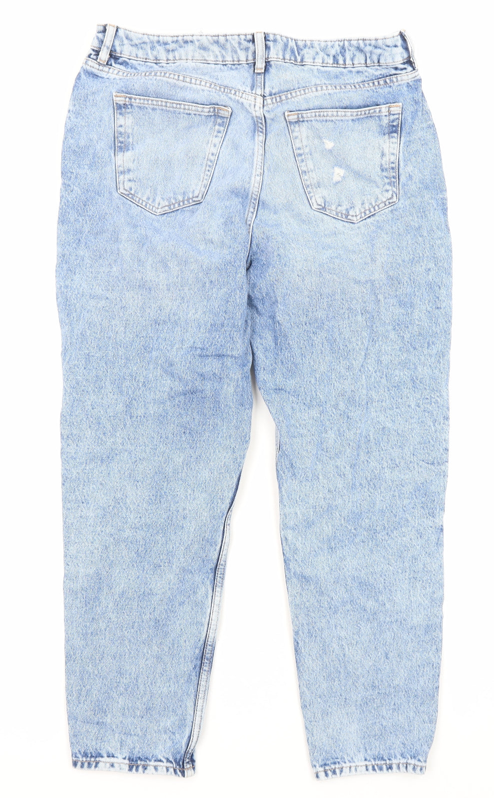 NEXT Womens Blue Cotton Mom Jeans Size 14 L26 in Regular Zip - Pockets