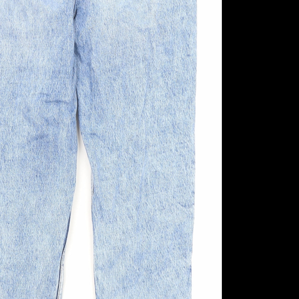 NEXT Womens Blue Cotton Mom Jeans Size 14 L26 in Regular Zip - Pockets