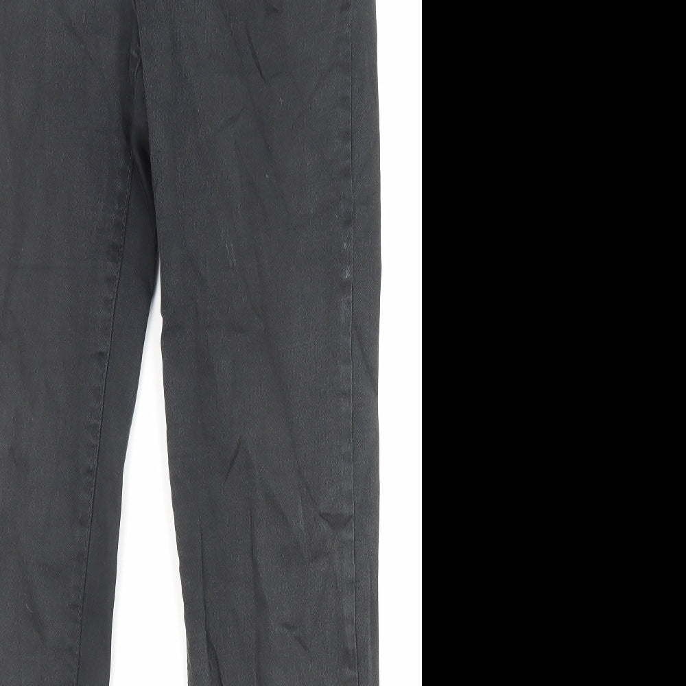 Marks and Spencer Womens Black Cotton Straight Jeans Size 12 L29 in Regular Zip - Pockets