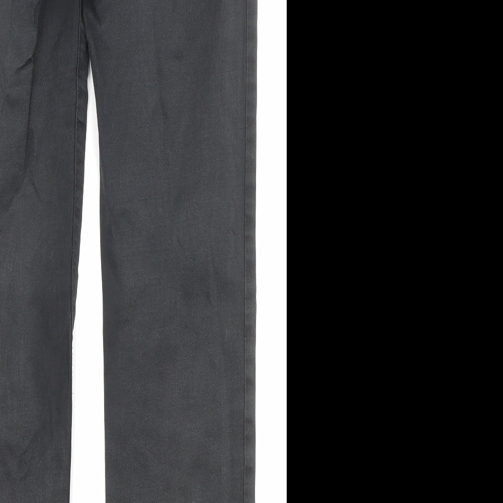 Marks and Spencer Womens Black Cotton Straight Jeans Size 12 L29 in Regular Zip - Pockets
