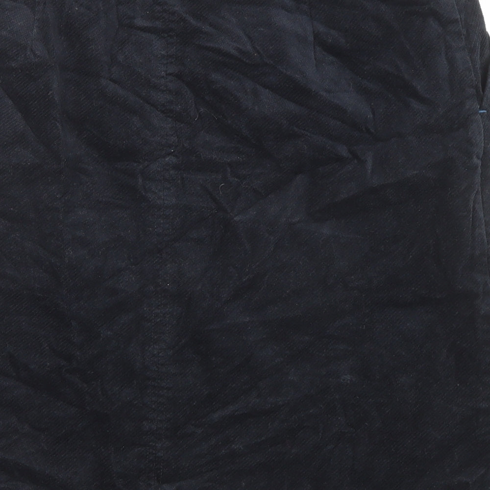 White Stuff Womens Black Cotton A-Line Skirt Size 12 Zip