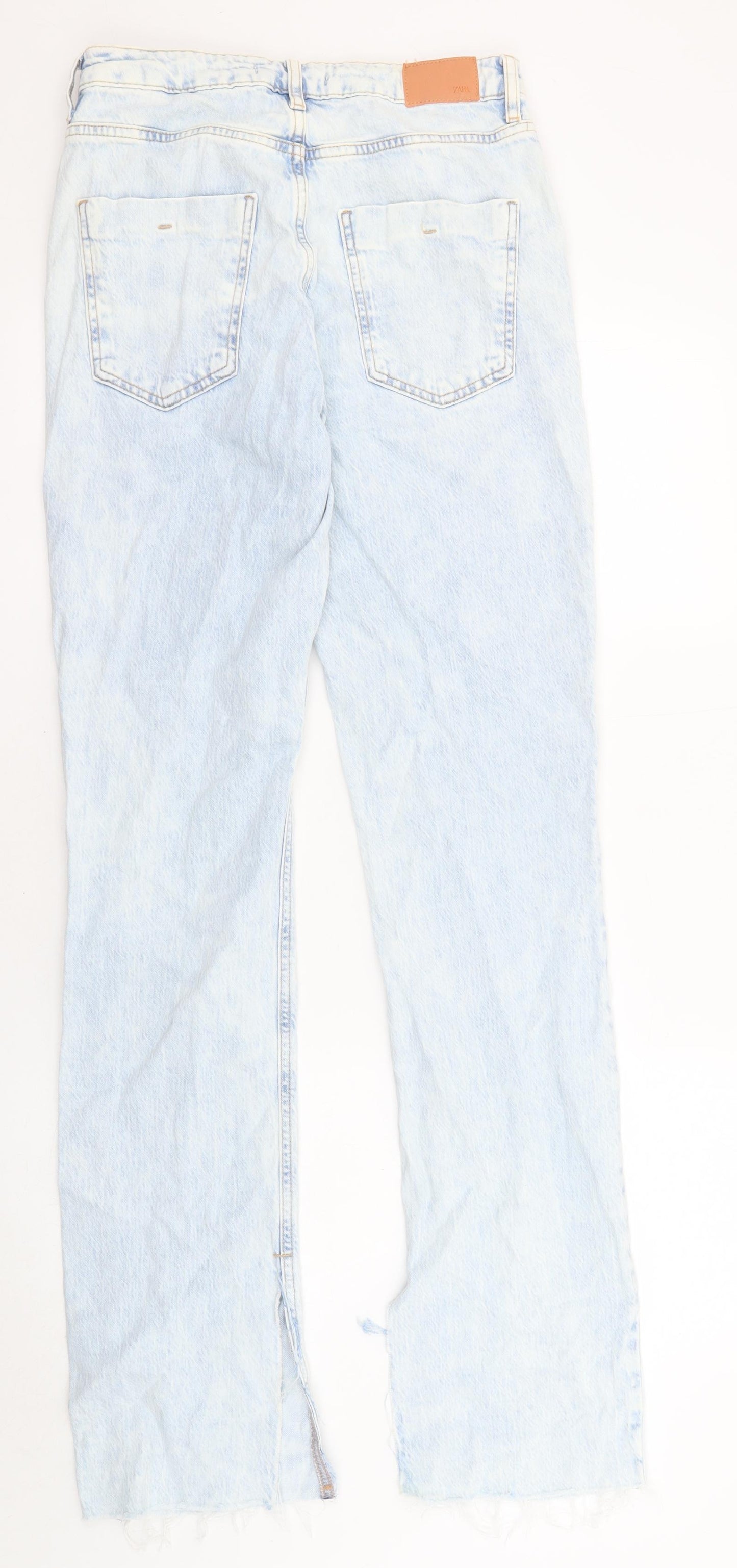 Zara Womens Blue Cotton Bootcut Jeans Size 8 L33 in Regular Zip - Pockets