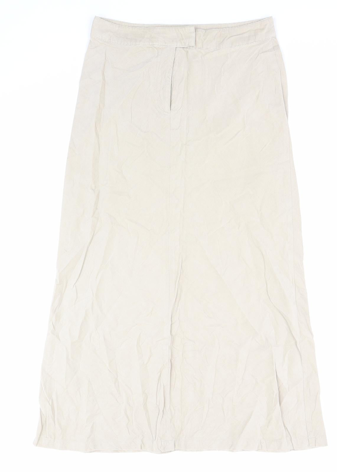 H&M Womens Beige Cotton A-Line Skirt Size 10 Zip
