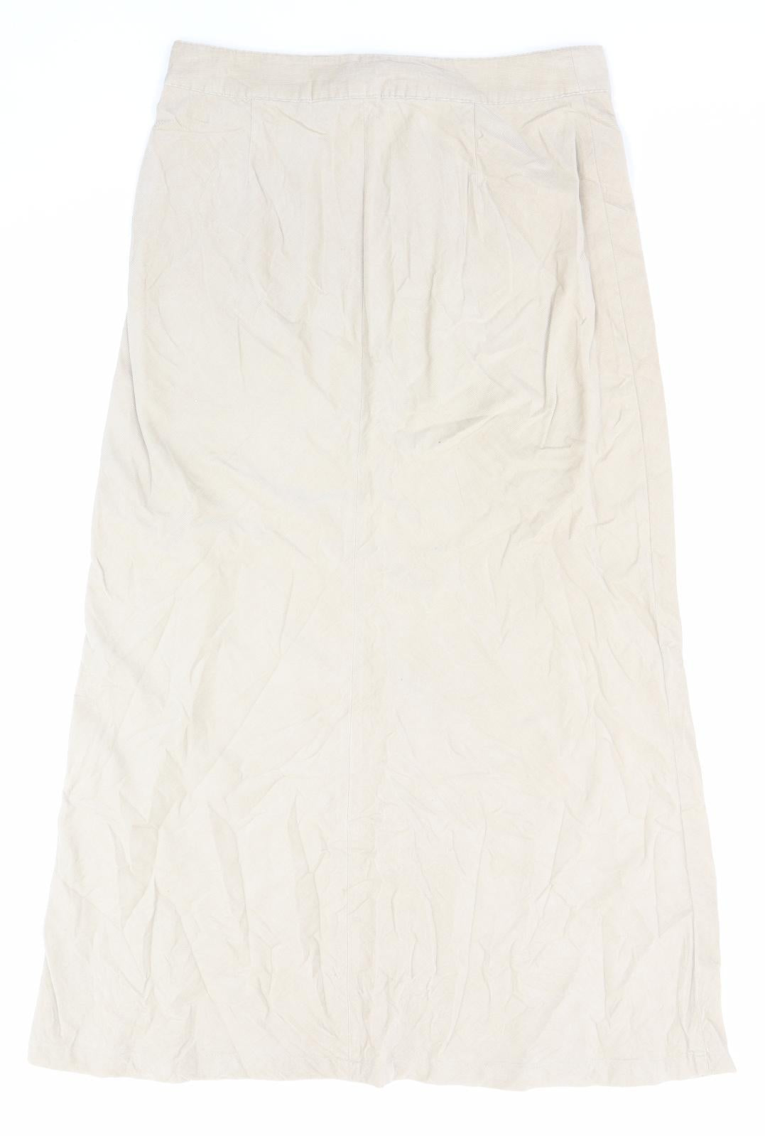 H&M Womens Beige Cotton A-Line Skirt Size 10 Zip