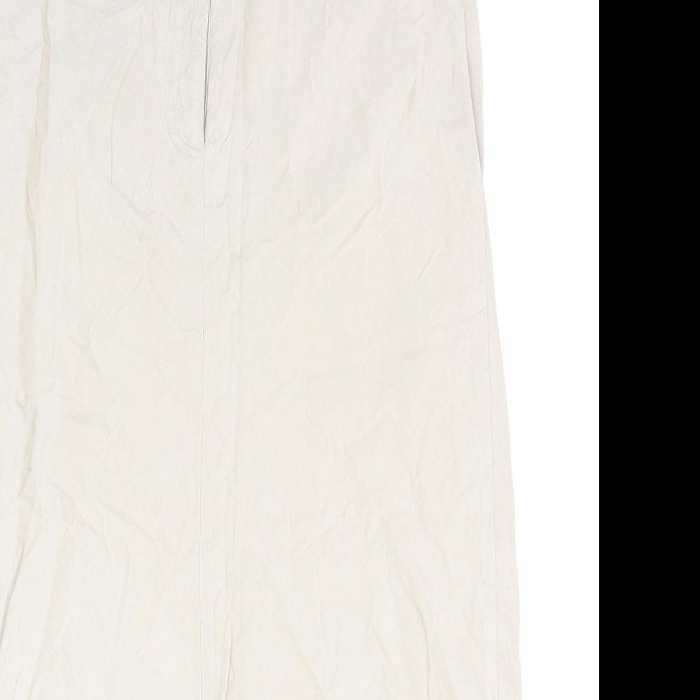 H&M Womens Beige Cotton A-Line Skirt Size 10 Zip
