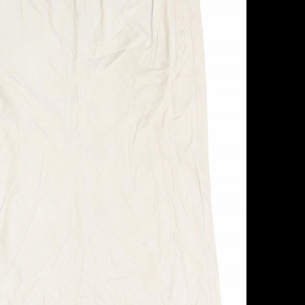 H&M Womens Beige Cotton A-Line Skirt Size 10 Zip