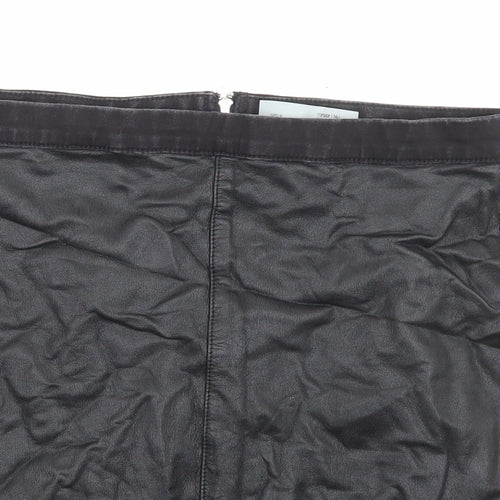 Topshop Womens Black Cotton A-Line Skirt Size 14 Zip
