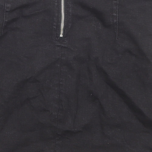 Topshop Womens Black Cotton A-Line Skirt Size 14 Zip