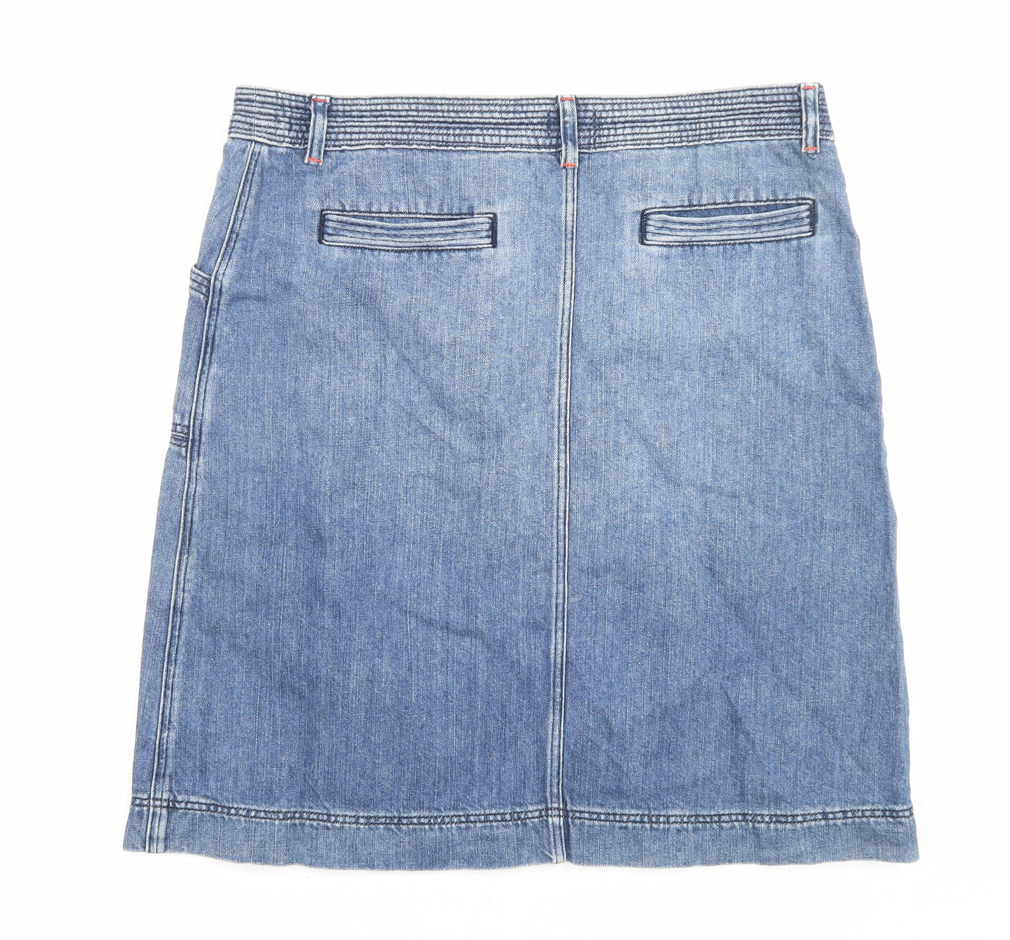 White Stuff Womens Blue Cotton A-Line Skirt Size 12 Zip