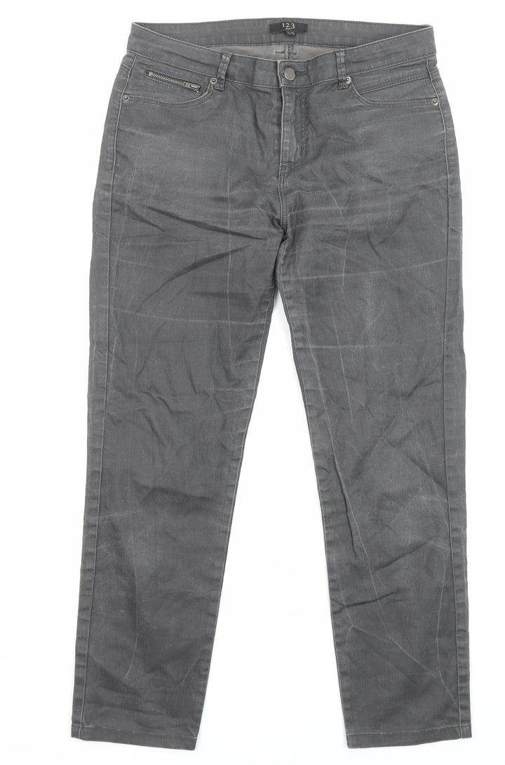 1.2.3 Paris Womens Grey Cotton Straight Jeans Size 8 L26 in Regular Zip - Pockets