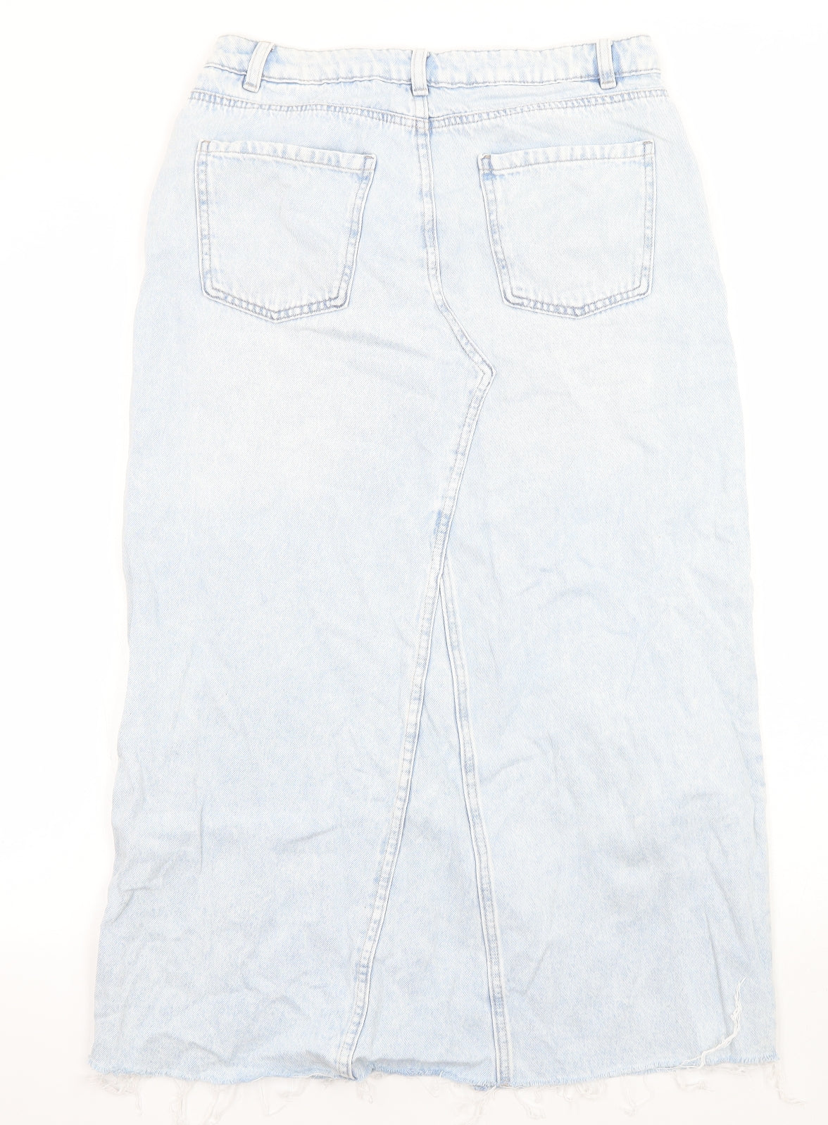 Marks and Spencer Womens Blue Cotton Maxi Skirt Size 12 Zip - Pockets