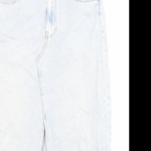 Marks and Spencer Womens Blue Cotton Maxi Skirt Size 12 Zip - Pockets