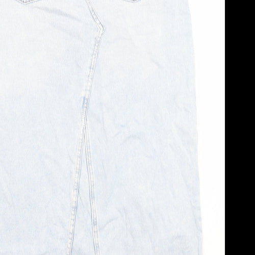 Marks and Spencer Womens Blue Cotton Maxi Skirt Size 12 Zip - Pockets