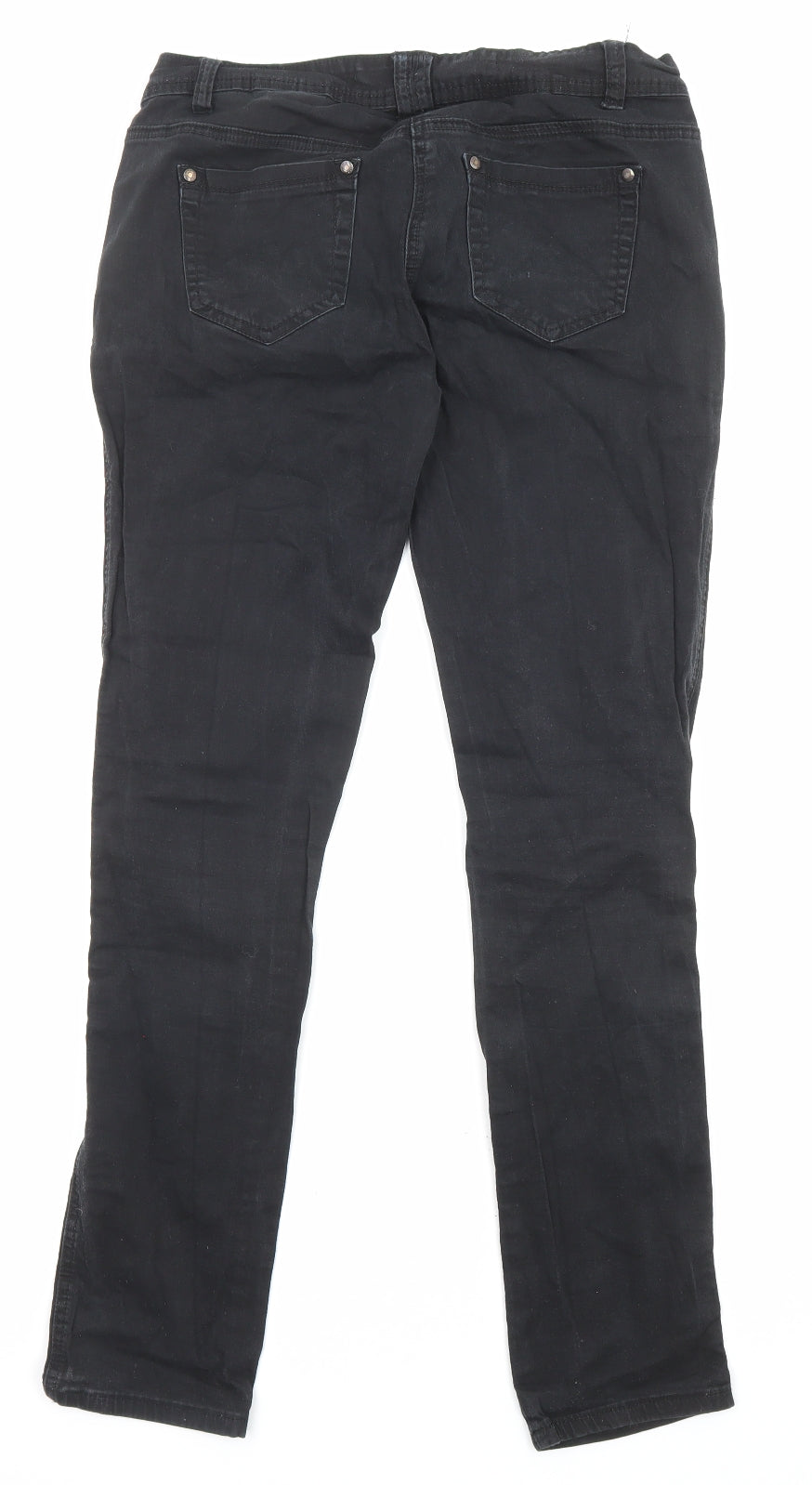 NEXT Womens Black Cotton Straight Jeans Size 12 L30 in Regular Zip - Pockets