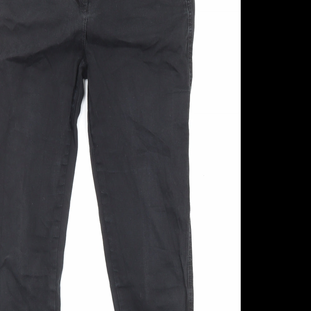 NEXT Womens Black Cotton Straight Jeans Size 12 L30 in Regular Zip - Pockets