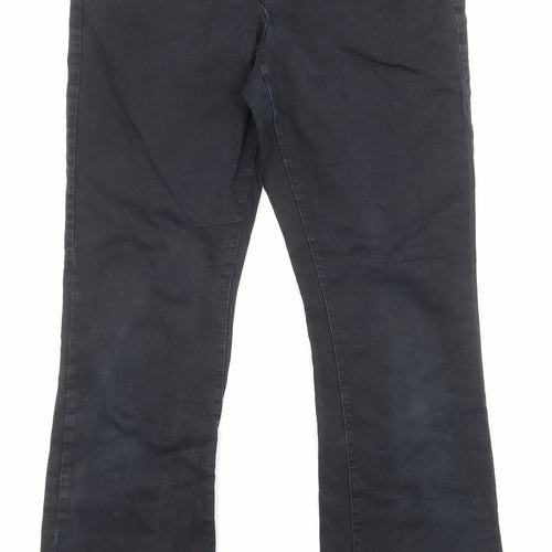 NEXT Womens Black Cotton Bootcut Jeans Size 14 L30 in Regular Zip - Pockets