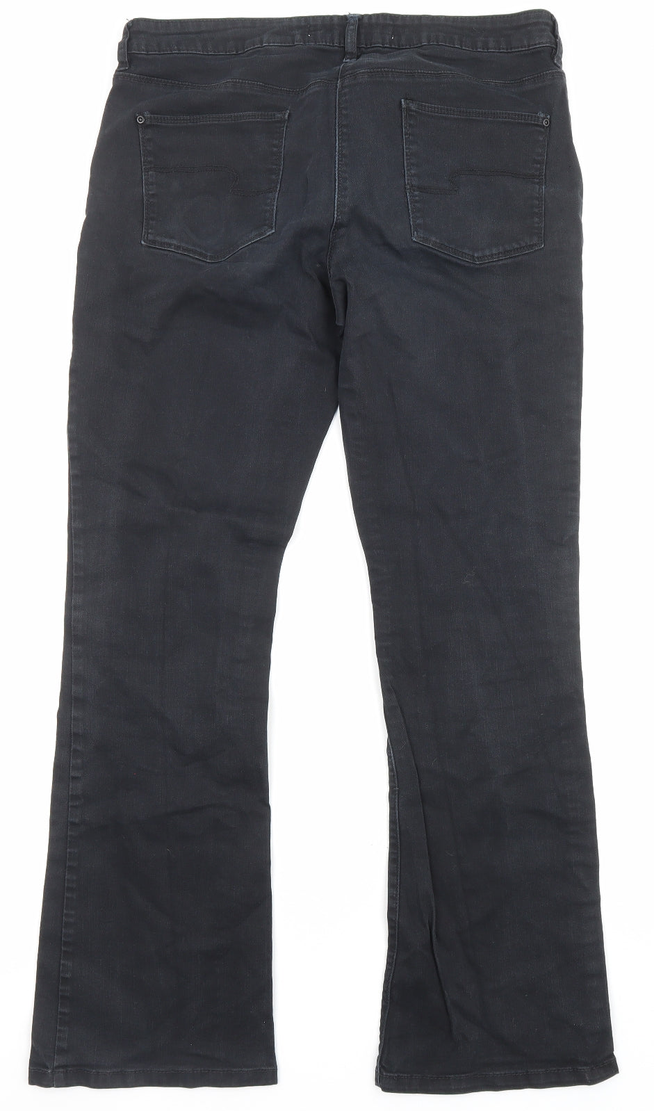NEXT Womens Black Cotton Bootcut Jeans Size 14 L30 in Regular Zip - Pockets