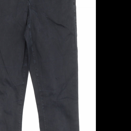 NEXT Womens Black Cotton Bootcut Jeans Size 14 L30 in Regular Zip - Pockets