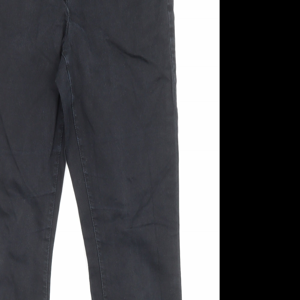 NEXT Womens Black Cotton Bootcut Jeans Size 14 L30 in Regular Zip - Pockets