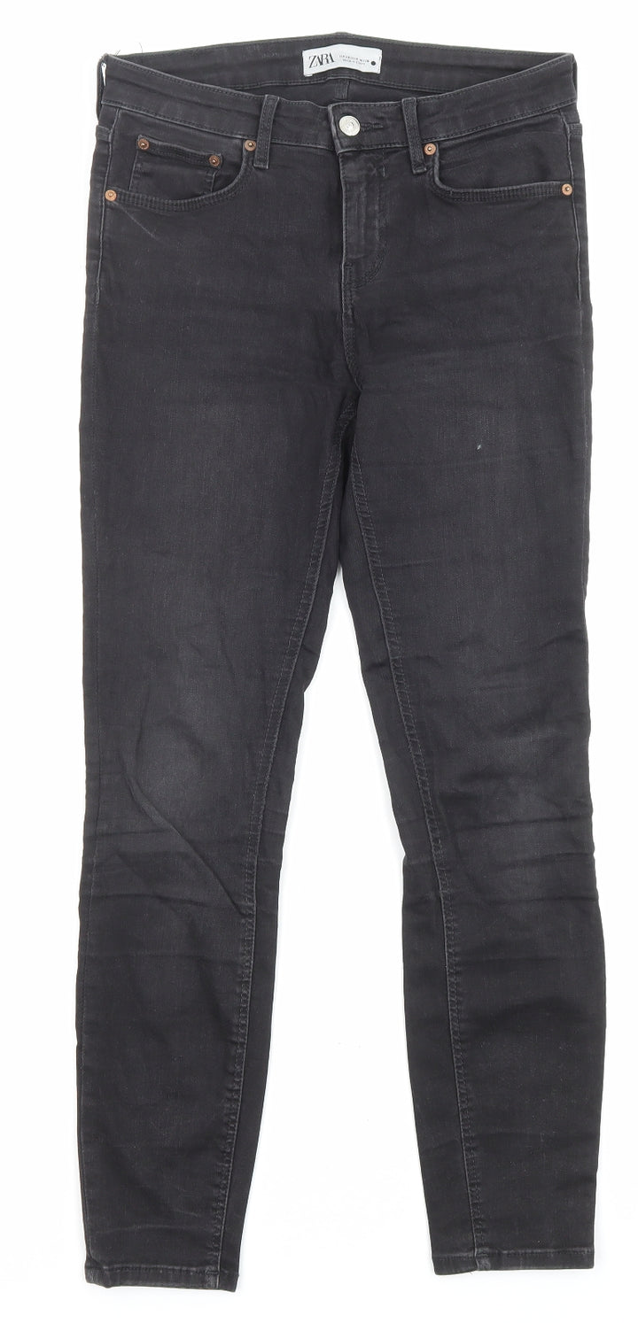 Zara Womens Black Cotton Skinny Jeans Size 10 L26 in Regular Zip - Pockets