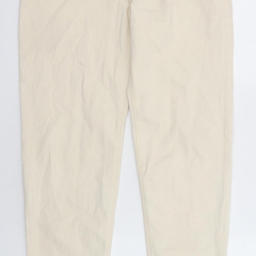 Marks and Spencer Mens Beige Cotton Straight Jeans Size 30 in L33 in Regular Zip - Pockets