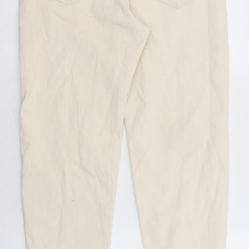 Marks and Spencer Mens Beige Cotton Straight Jeans Size 30 in L33 in Regular Zip - Pockets